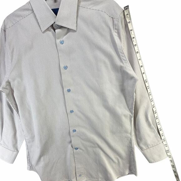David Donahue Micro Dobby Dress Shirt Mens 15.5 White Formal Office Professional - Picture 9 of 14